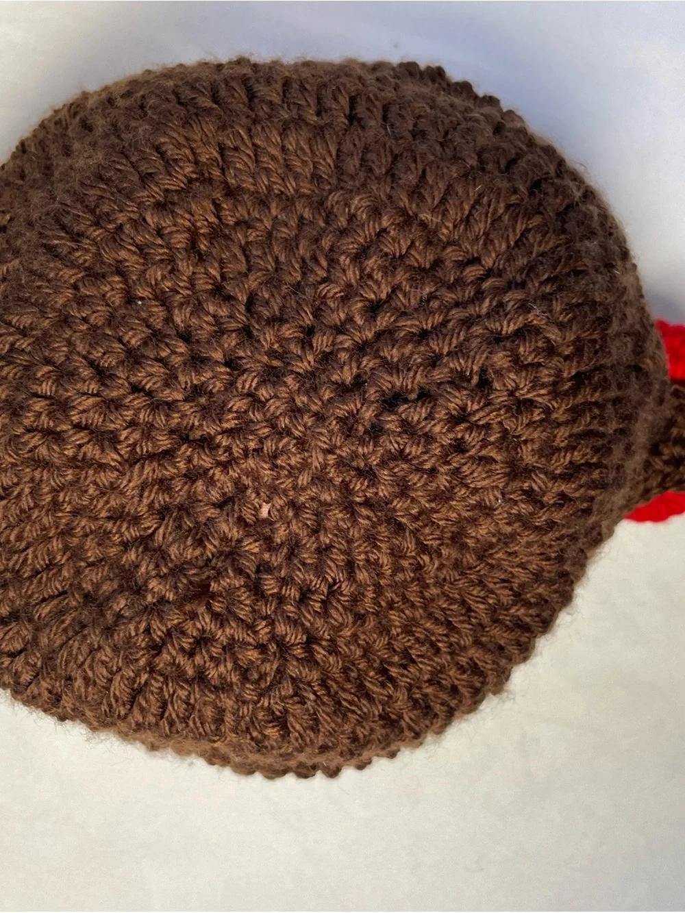 VTG Inspired Handmade Brown Crochet Cloche Hat with Flower Pearl Button Accent